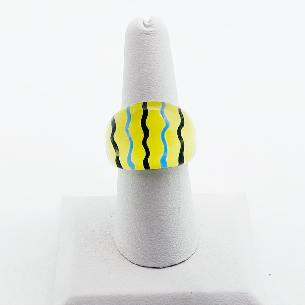 Vintage Bubble Ring Retro Mod Dome Style Yellow Size 7.25